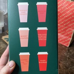 NWT Starbucks limited edition holiday reusable hot cups (6 cups w/ lids) in bag